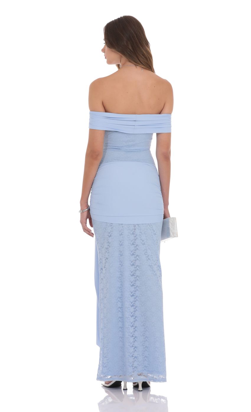 Lucy In The Sky Lace Tassel Wrap Maxi Dress in Sky Blue