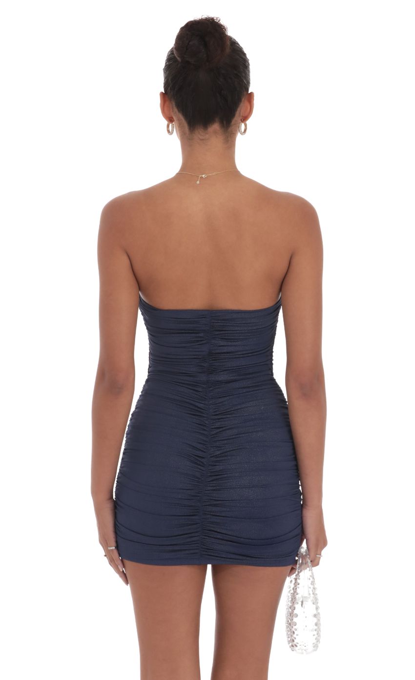 Lucy In The Sky Foiled Corset Bodycon Dress in Navy