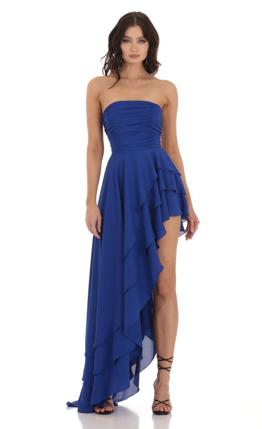 Lucy In The Sky Asymmetrical Corset Dress in Blue