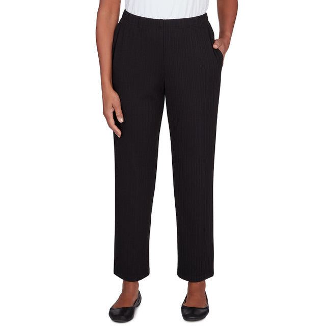 Alfred Dunner Women's Ribbed Black Pant