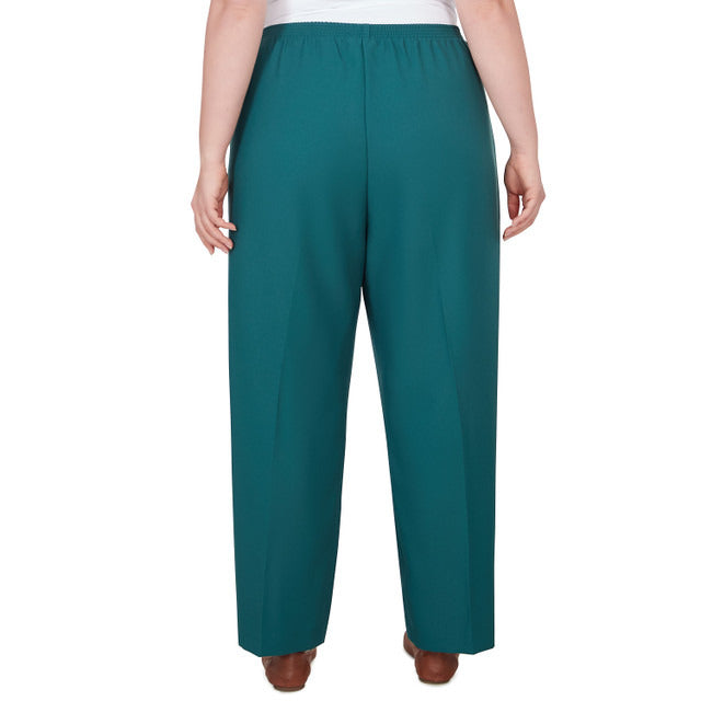 Alfred Dunner Women's Classic Accord Elastic Waist Medium Length Pant - PINE