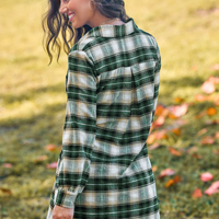 Cupshe Green Plaid Front Button Mini Shirt Dress