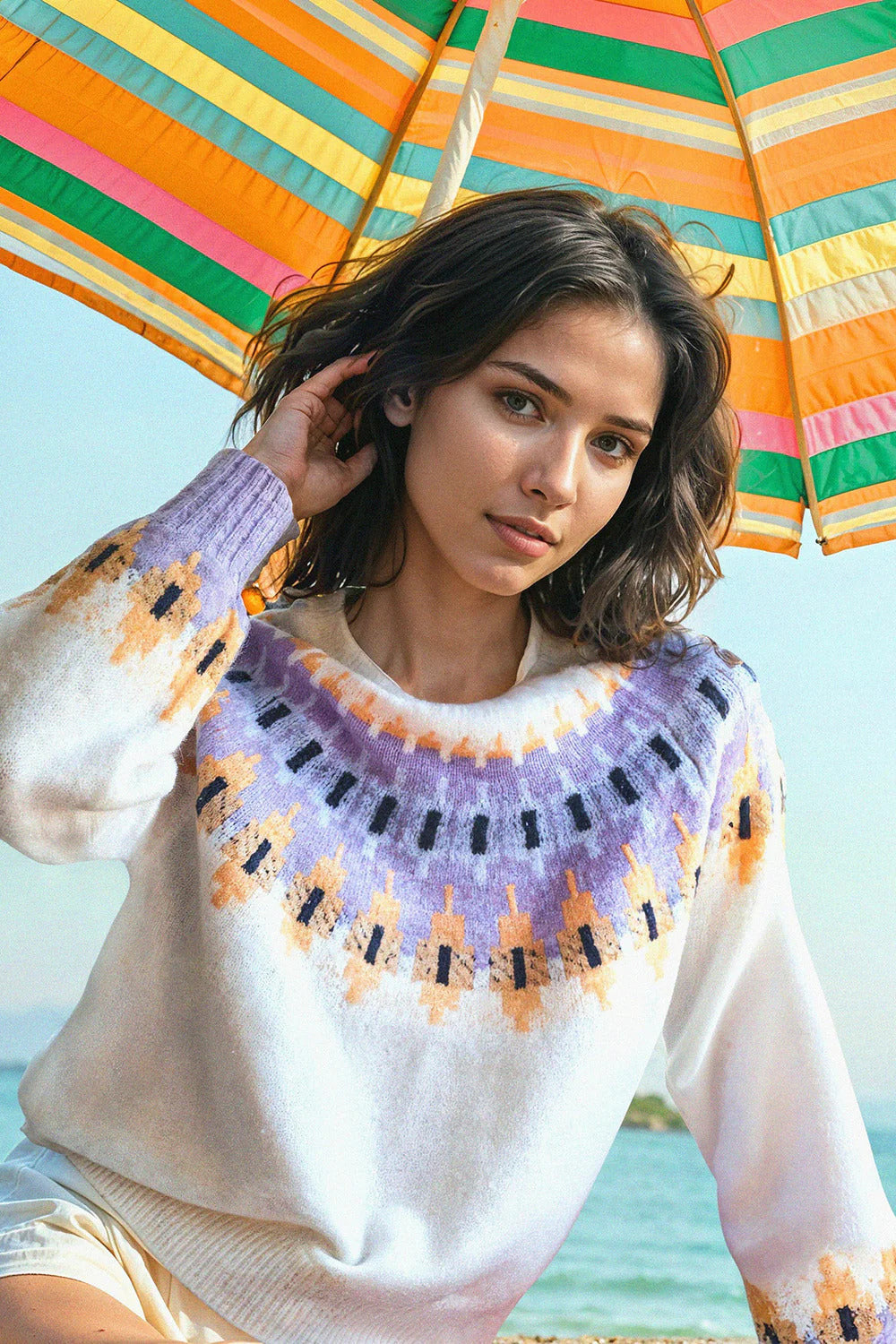 BAILEY/44 Women's Sundry FairIsle Crew Sweater in Cream