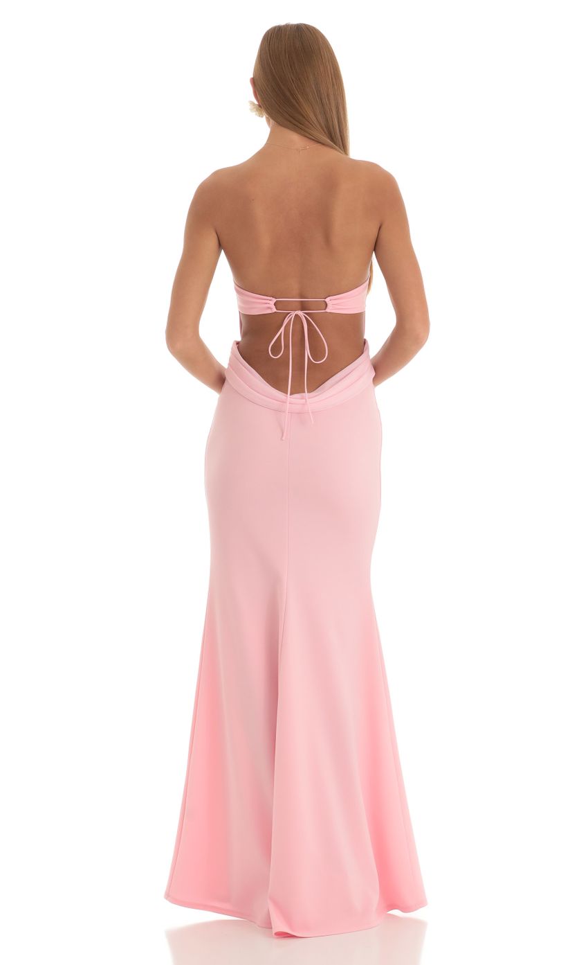 Lucy in the Sky Mermaid Strapless Corset Maxi Dress in Pink