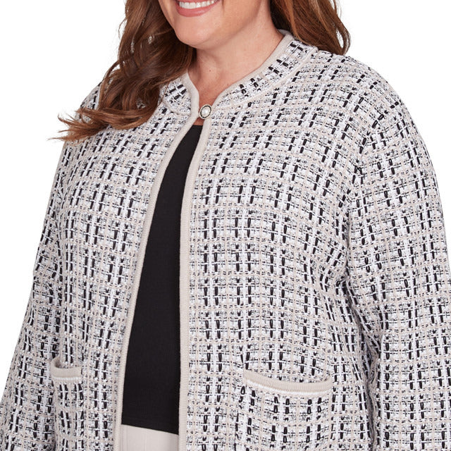 Alfred Dunner Women's Textured Collared Knit Jacket