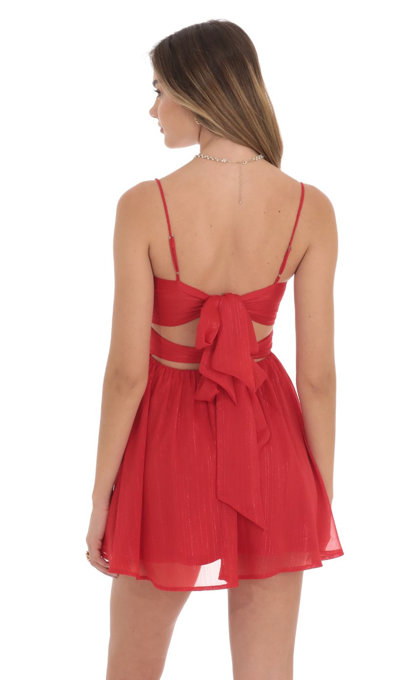 Lucy in the Sky Shimmer Front Twist A-line Dress