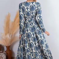 Cupshe Damask Blouson Sleeve Ruffle Cuff Maxi Dress