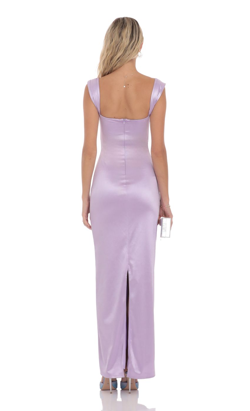 Lucy In The Sky Satin Lace Maxi Dress in Lavender