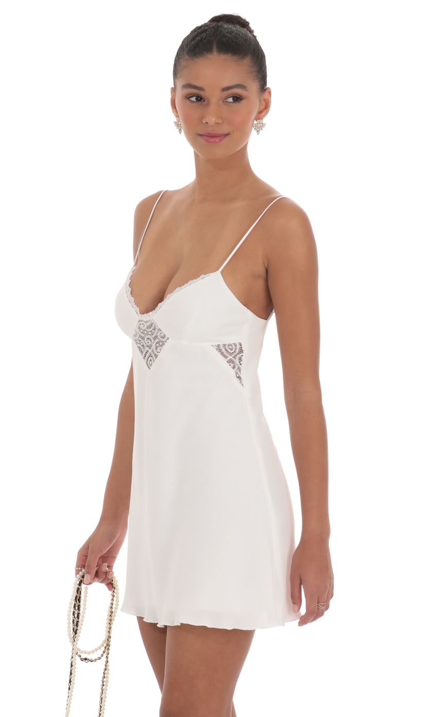 Lucy In The Sky Lace Cutout Slip Dress in White