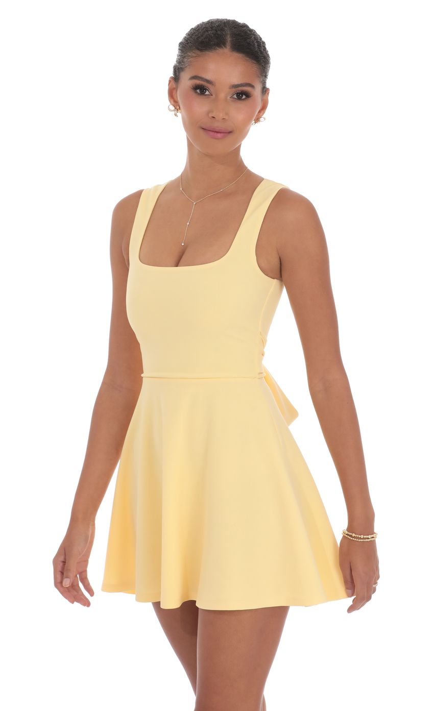 Lucy In The Sky Back Bow A-Line Dress in Yellow