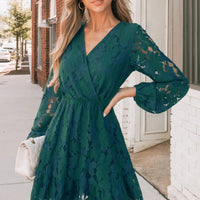 Cupshe Floral Contrast Lace Peasant Sleeve Mini Dress