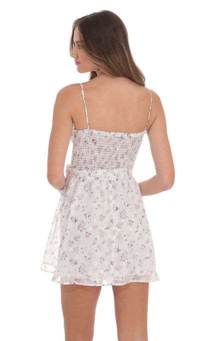 Lucy In The Sky Floral Corset A-line Dress in White