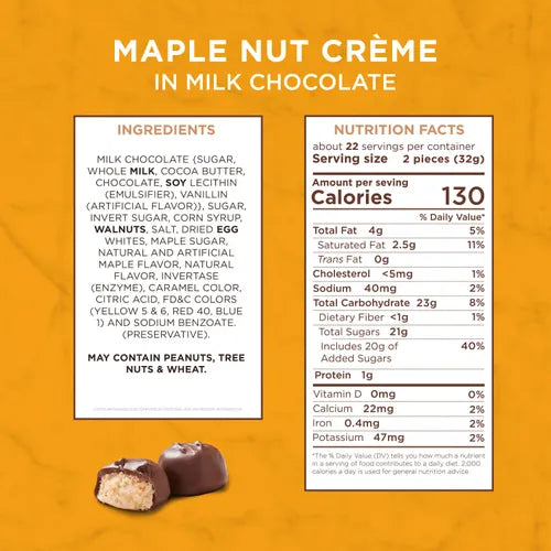 Russell Stover Chocolates Milk Chocolate Maple Nut Crémes, 24 oz.