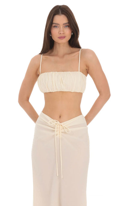 Lucy In The Sky Cropped Two Piece Set in Cream