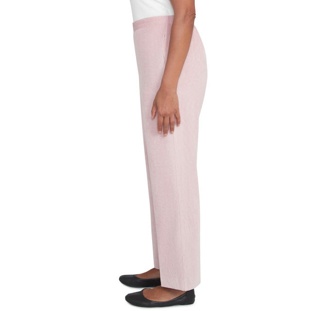 Alfred Dunner Women's Corduroy Elastic Waist Short Length Pleated Pant - ROSE