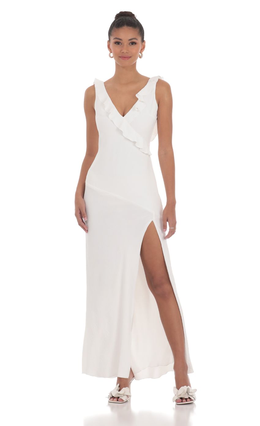 Lucy In The Sky V-Neck Open Back Maxi Dress in White