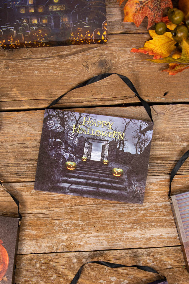 Decorator's Warehouse 7.8” B/O Lighted Halloween Canvas Painting