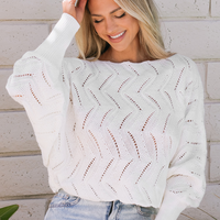 Cupshe Wavy Pointelle Knit Bishop Sleeve Sweater (x2)