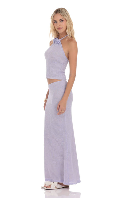 Lucy In The Sky Crochet Florette Two Piece Set in Lavender
