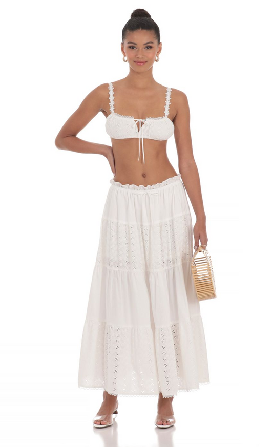 Lucy in the Sky Eyelet Skirt in White