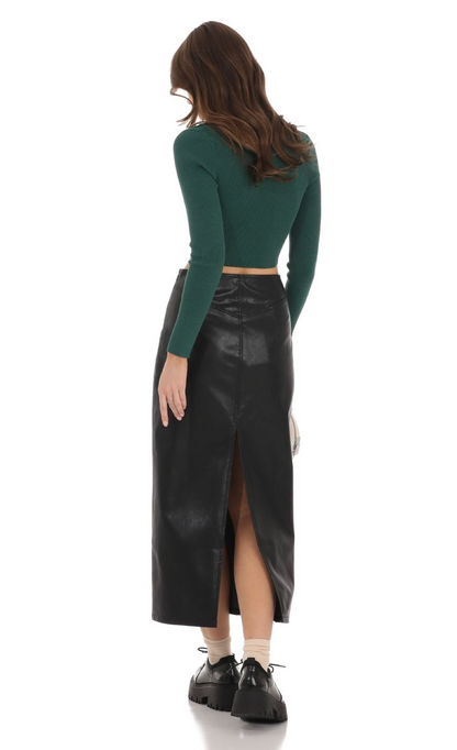 Lucy in the Sky Faux Leather Maxi Skirt in Black
