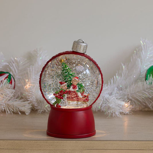 Cracker Barrel Elf Sleigh Glitter Globe