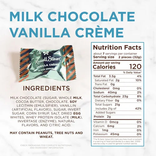 Russell Stover Chocolates Clara's Recipe Vanilla Crème, 8 oz. Box