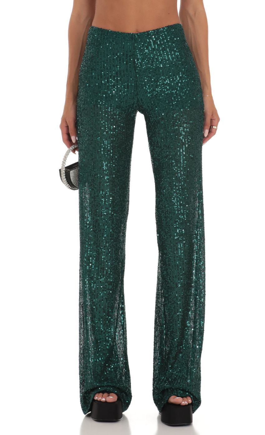 Lucy In The Sky Sequin Two Piece Set in Green