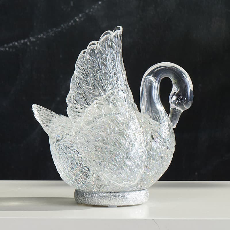 Cracker Barrel Acrylic Swan Shaped Glitter Globe