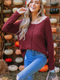 Cupshe Burgundy Popcorn Knit Sweater (x2)