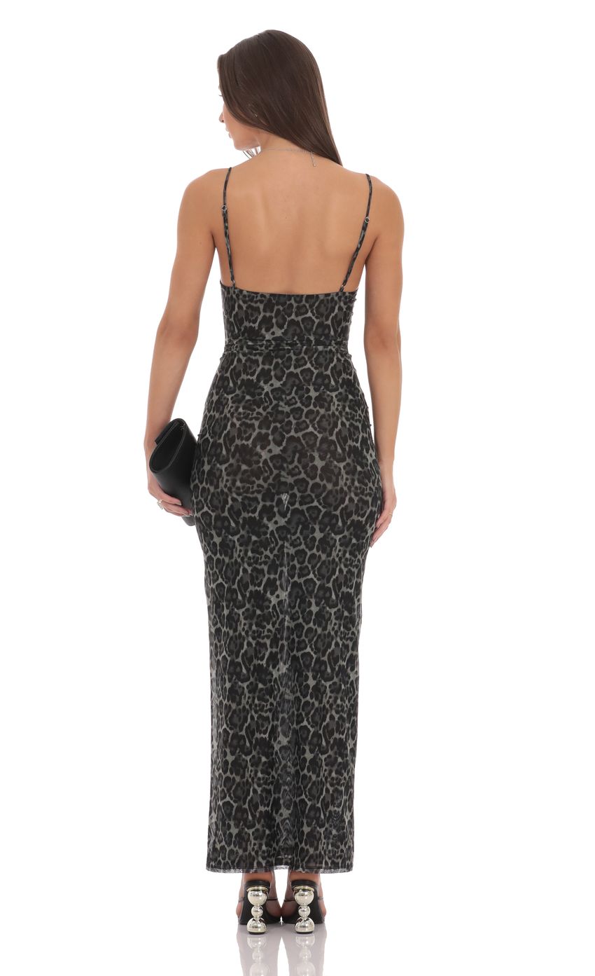 Lucy In The Sky Mesh Cowl Neck Maxi Dress in Cheetah Print