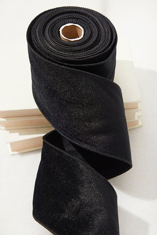 Decorator's Warehouse 4" x 10 Yard Black Velvet Wired Ribbon