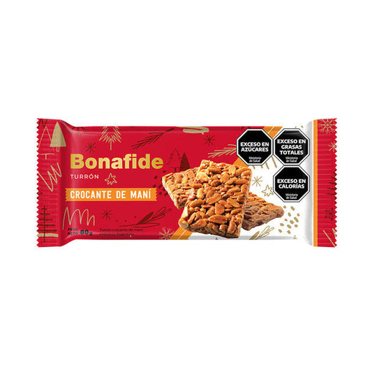 Pampa Direct Bonafide Christmas Peanut Crunch Nougat Turrón Crocante de Maní, 80 g / 2.8 oz