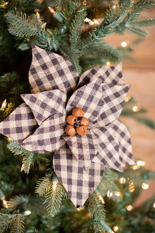 Decorator's Warehouse 22” x 12” Buffalo Check Poinsettia Stem