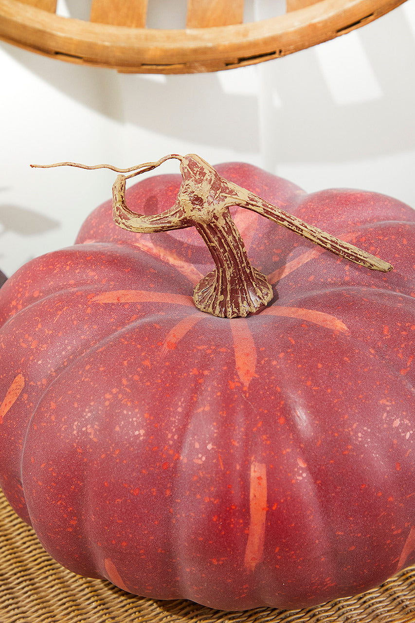 Decorator's Warehouse 9" x 5" Burgundy Latex Harvest Pumpkin with Vine