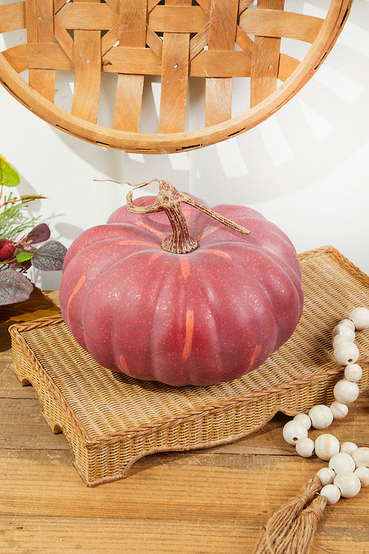 Decorator's Warehouse 9" x 5" Burgundy Latex Harvest Pumpkin with Vine