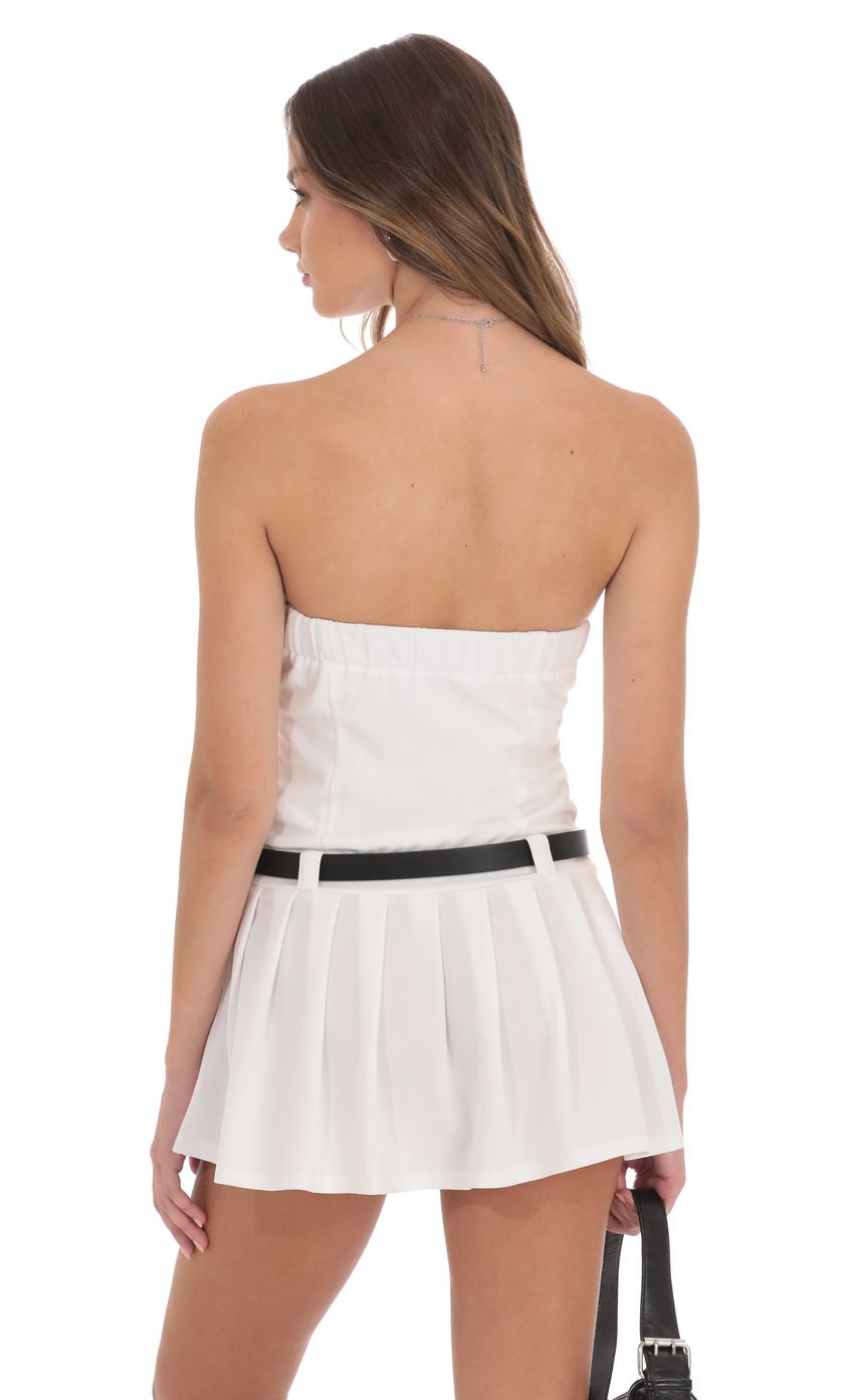Lucy In The Sky Pleated Strapless Dress in White