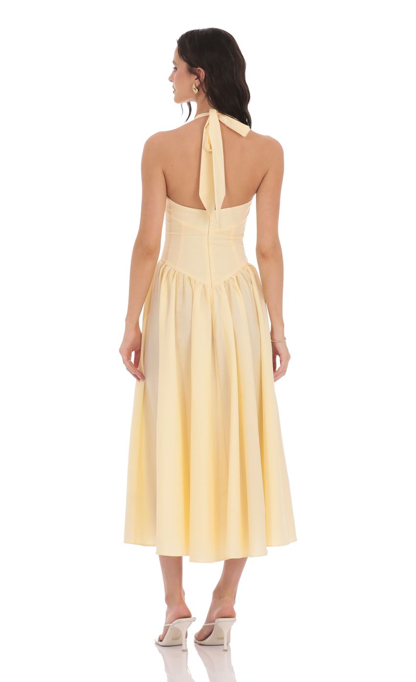 Lucy In The Sky Halter Midi Dress in Yellow