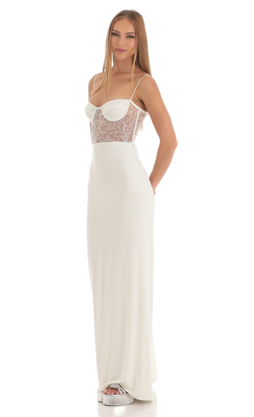 Lucy In The Sky Shimmer Maxi Dress in White
