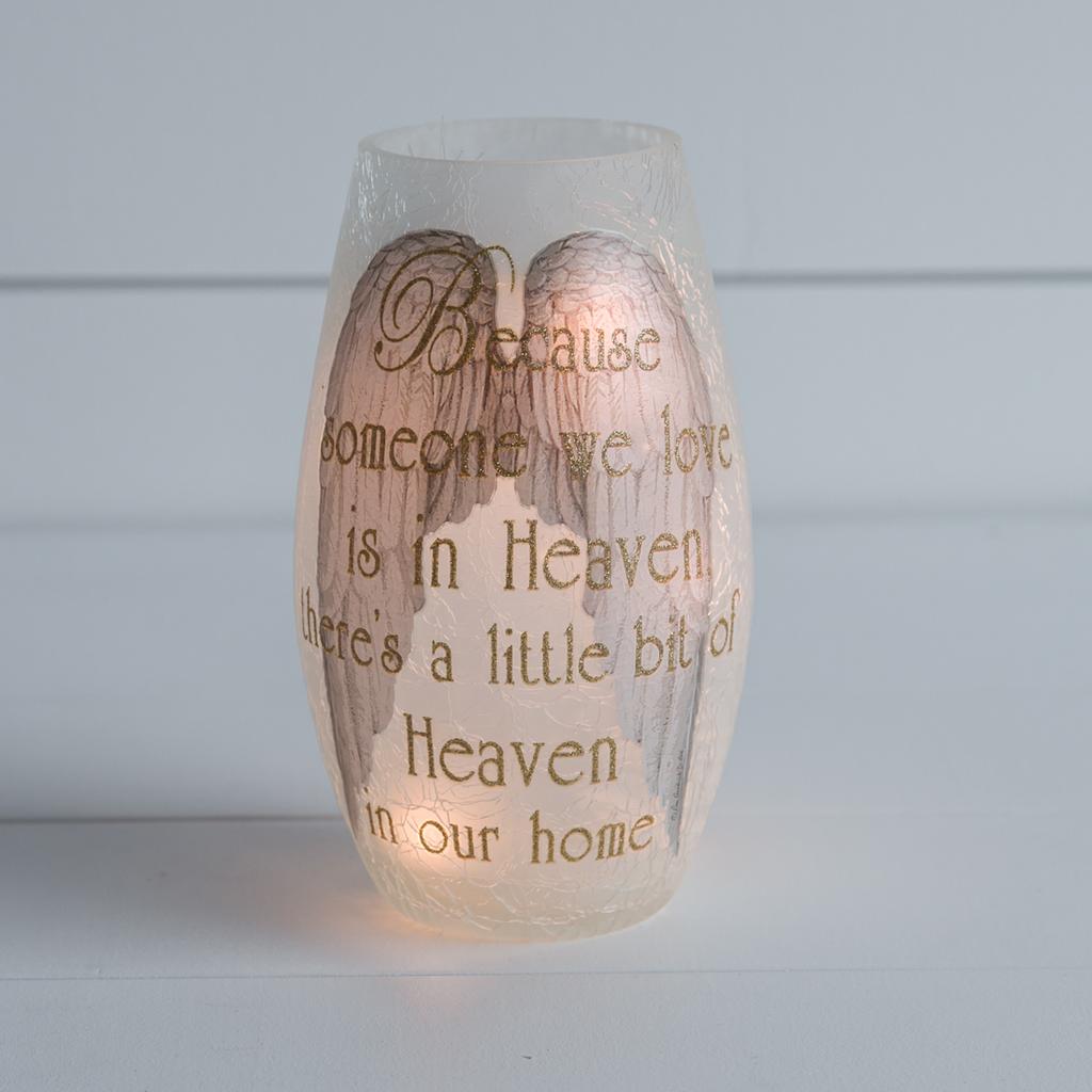 Cracker Barrel "Heaven in Our Home" Lighted Glass Vase