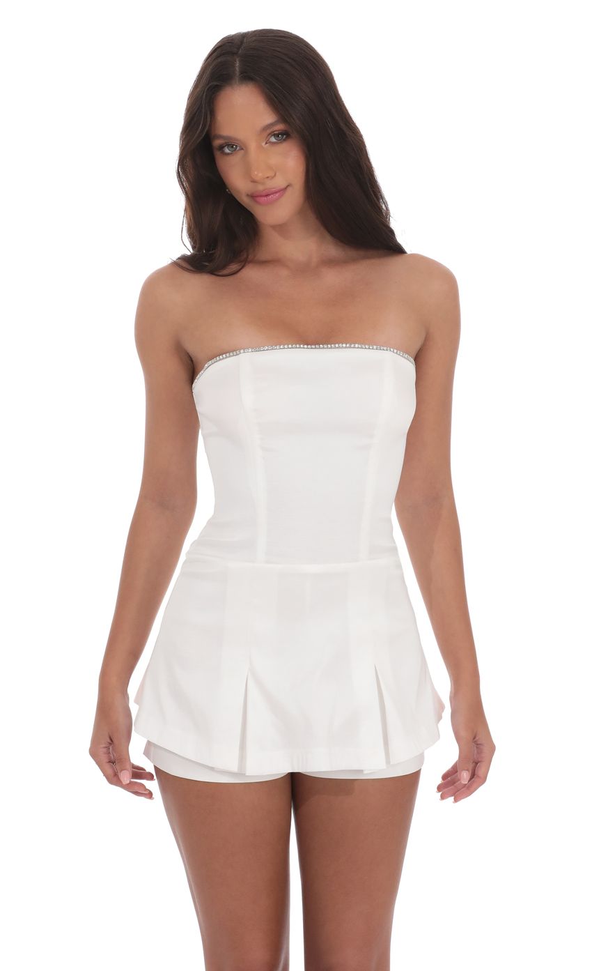 Lucy In The Sky Rhinestone Romper in White