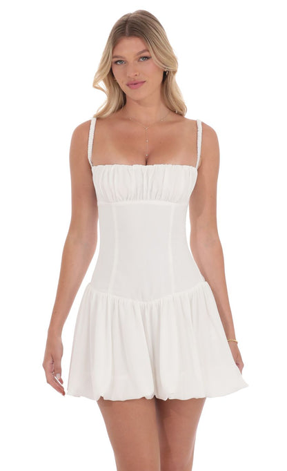 Lucy In The Sky Ruched Bust Bubble Dress in White
