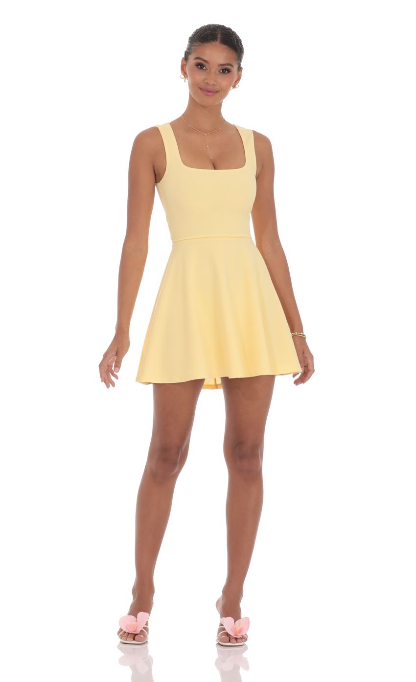 Lucy In The Sky Back Bow A-Line Dress in Yellow