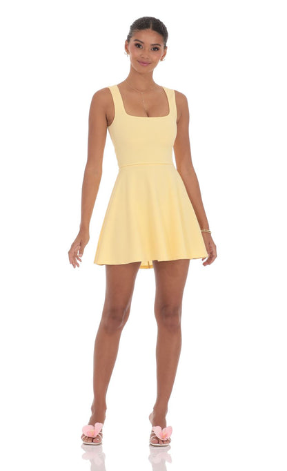 Lucy In The Sky Back Bow A-Line Dress in Yellow