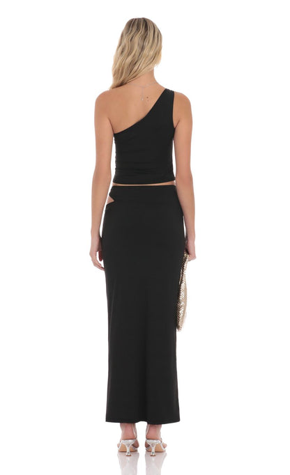 Lucy In The Sky One Shoulder Embellished Top in Black