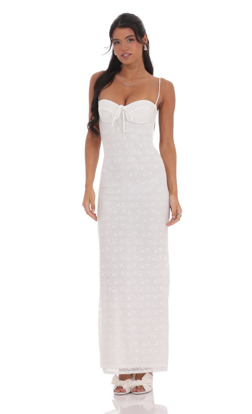 Lucy In The Sky Lace Open Back Maxi Dress in White