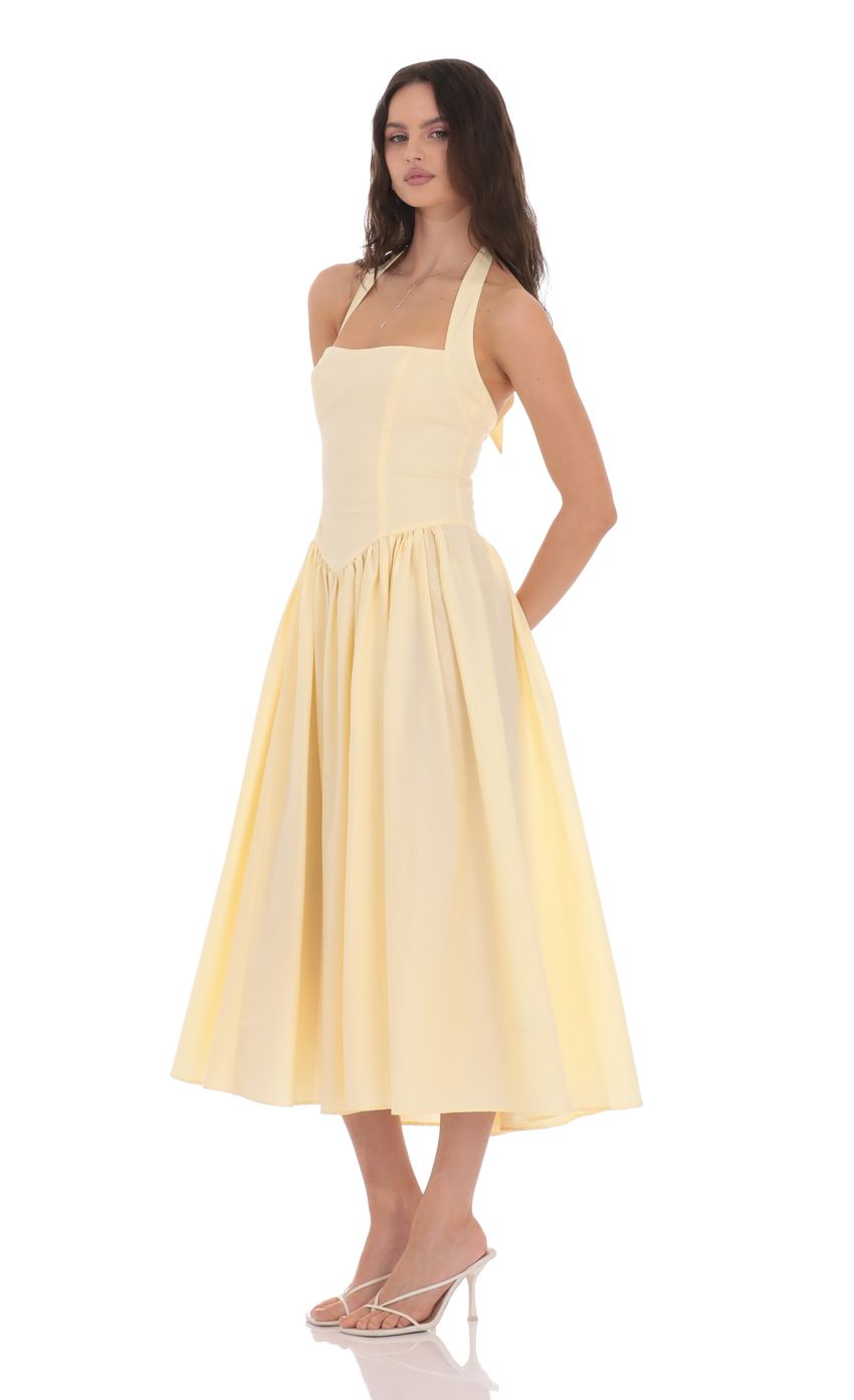 Lucy In The Sky Halter Midi Dress in Yellow