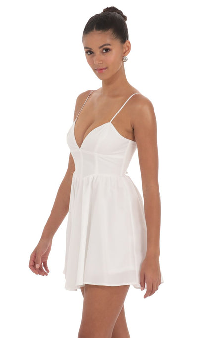 Lucy In The Sky Corset Fit and Flare Dress in White
