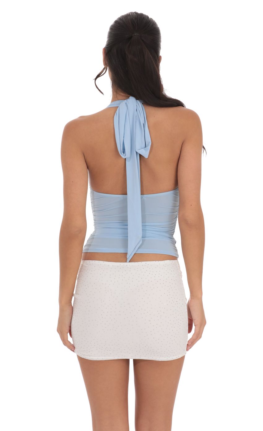 Lucy In The Sky Rhinestone Mesh Mini Skirt in White