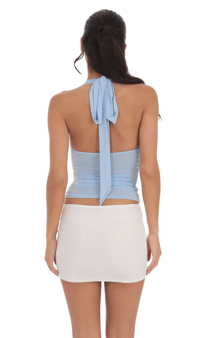 Lucy In The Sky Rhinestone Mesh Mini Skirt in White